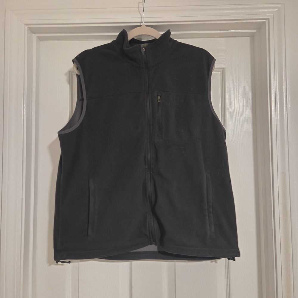 LL Bean Fleece Vest Mens L Black Full Zip Polartec Gorpcore Outdoors Pockets